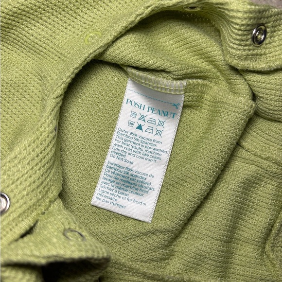 Posh Peanut Green Waffle Knit long sleeve baby romper - Picture 5 of 7